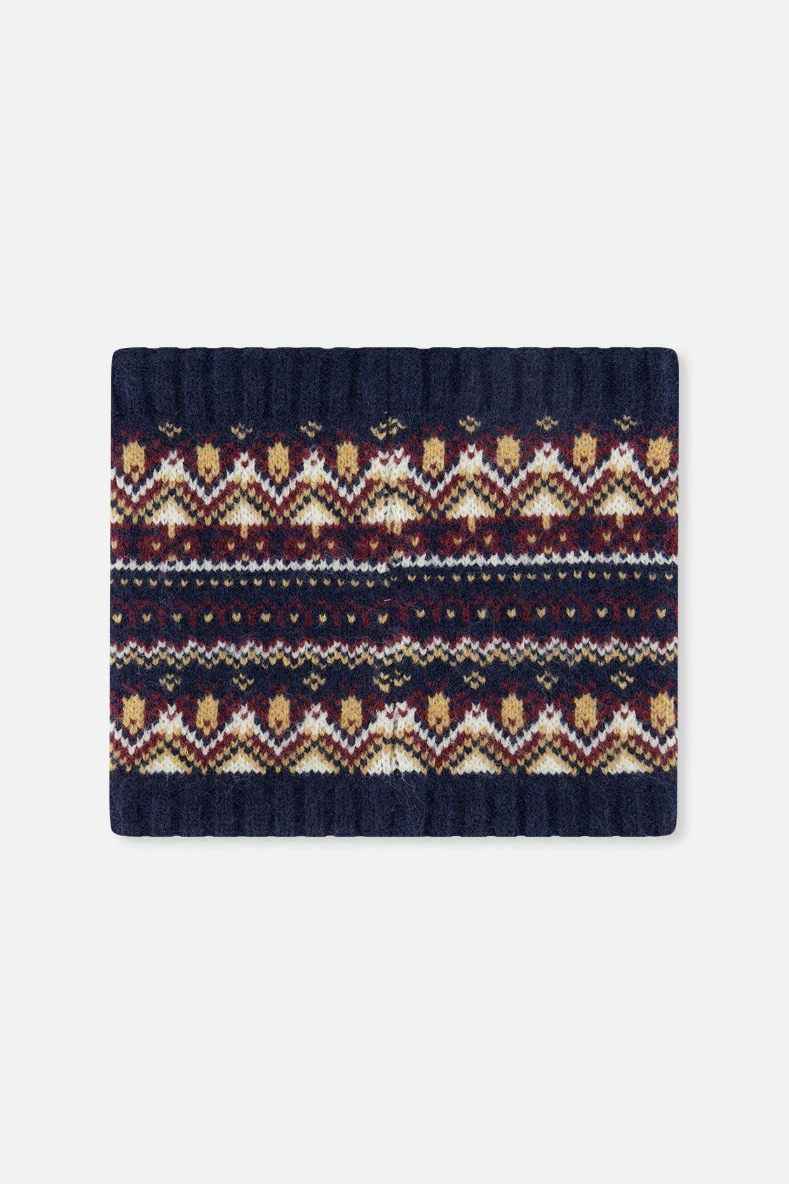 Baby Winter Knit Neckwarmer Blue and Red Jacquard