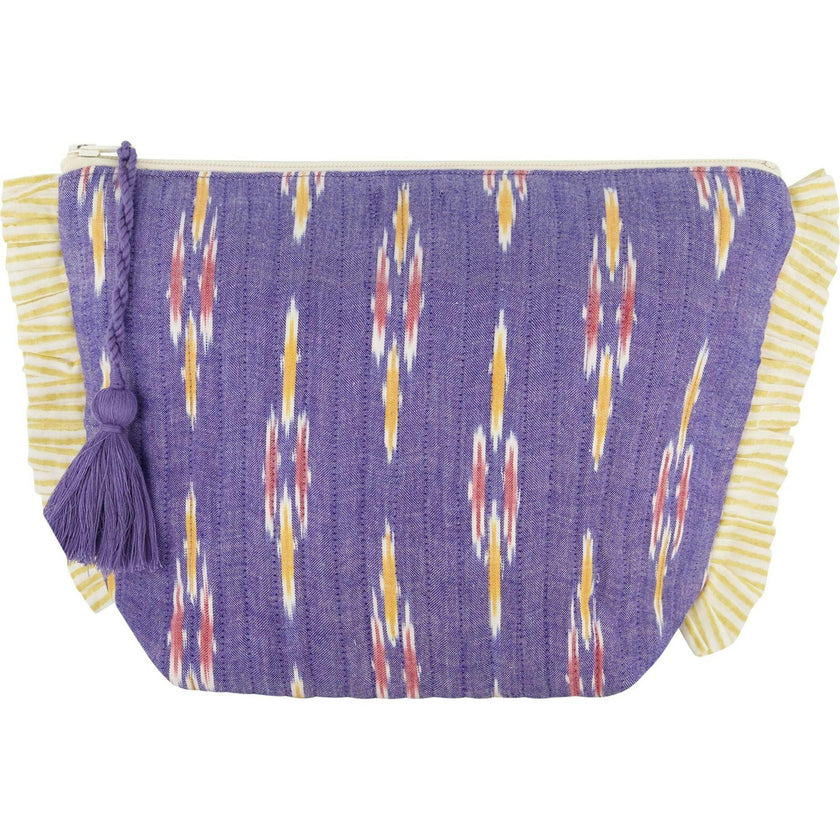 La Plage Ruffle Pouch Chambray Ikat