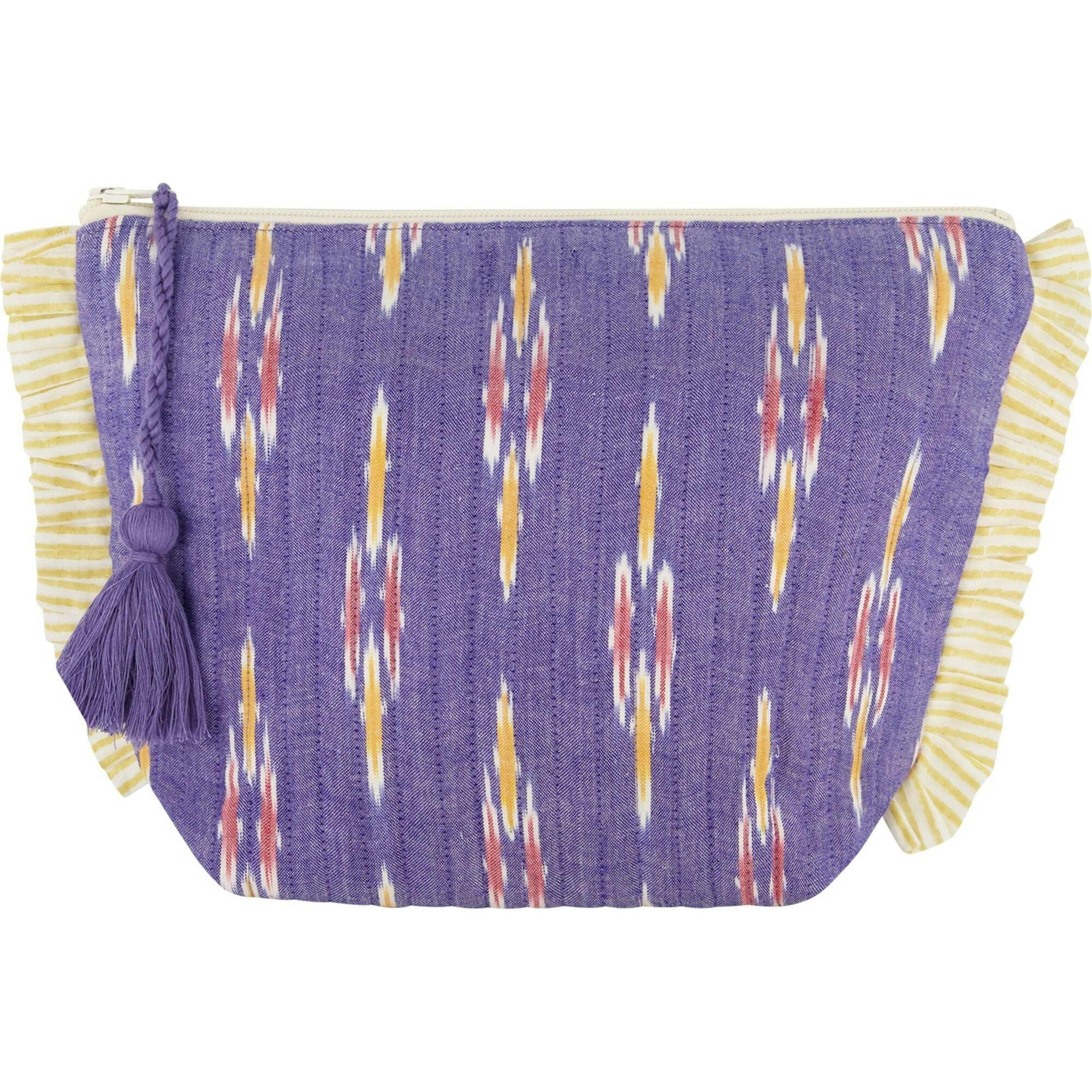 La Plage Ruffle Pouch Chambray Ikat