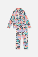 Two Piece Thermal Underwear Coral Camouflage Print