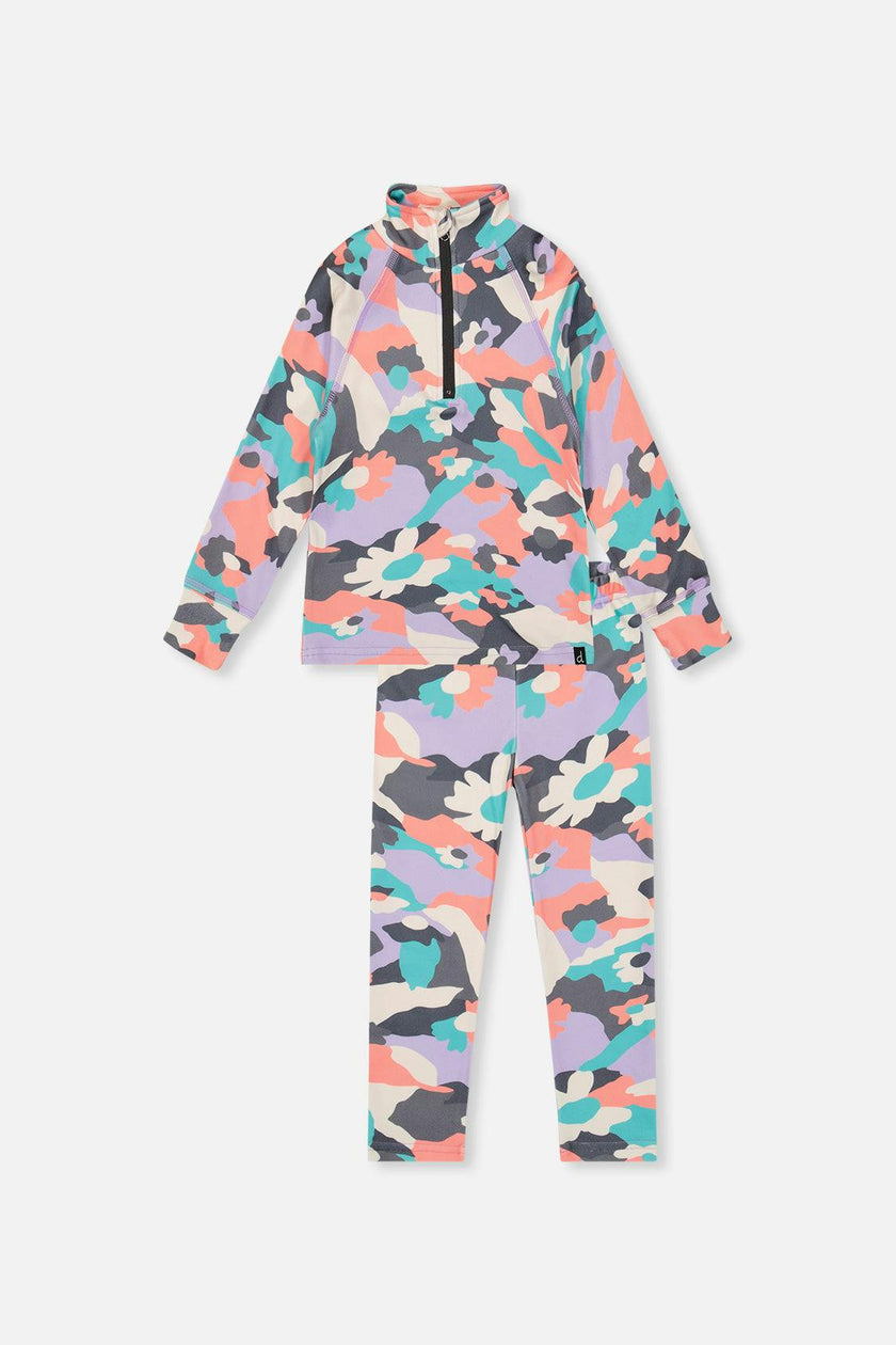 Two Piece Thermal Underwear Coral Camouflage Print