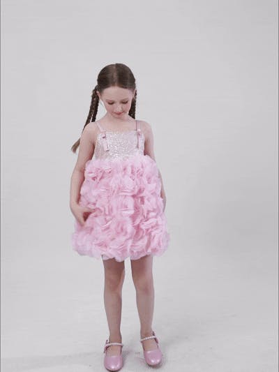 Pink Arabella Glitter Ruffle Dress