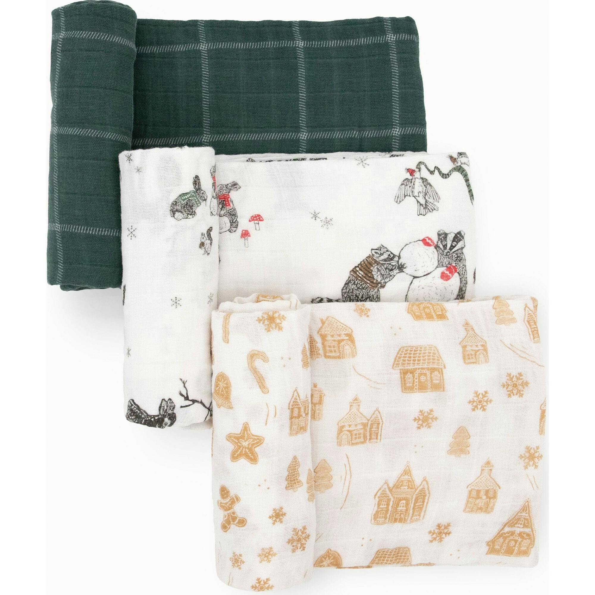 Cotton Muslin Swaddle Blanket 3 Pack - Snow Day
