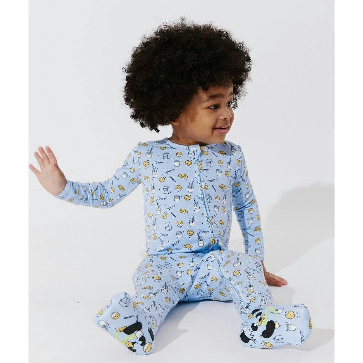 Milk and Cookies Blue Bamboo Convertible Footie