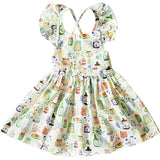 Gourmet Picnic Ruffle Sleeve Dress