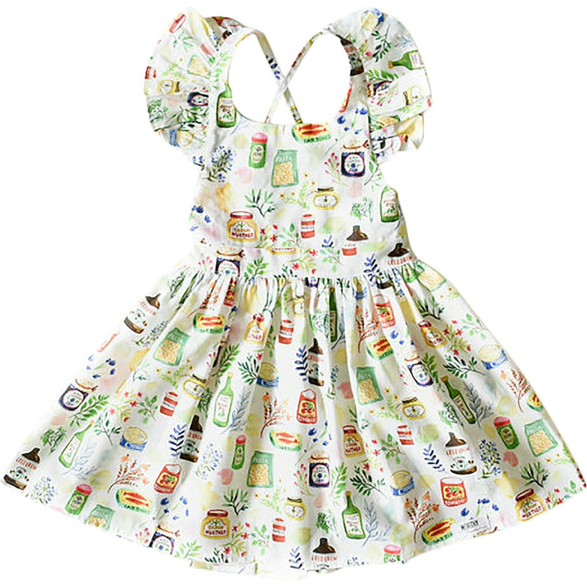 Ruffle Sleeve Dress in Gourmet Food