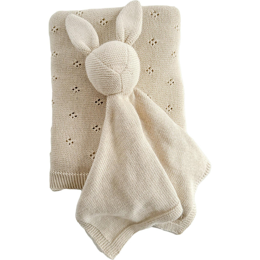 Pique Blanket and Bunny Lovey Gift Set - Birch