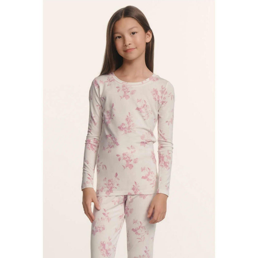 Kids Printed TENCEL™ Modal Unisex Long PJ Set, Pink