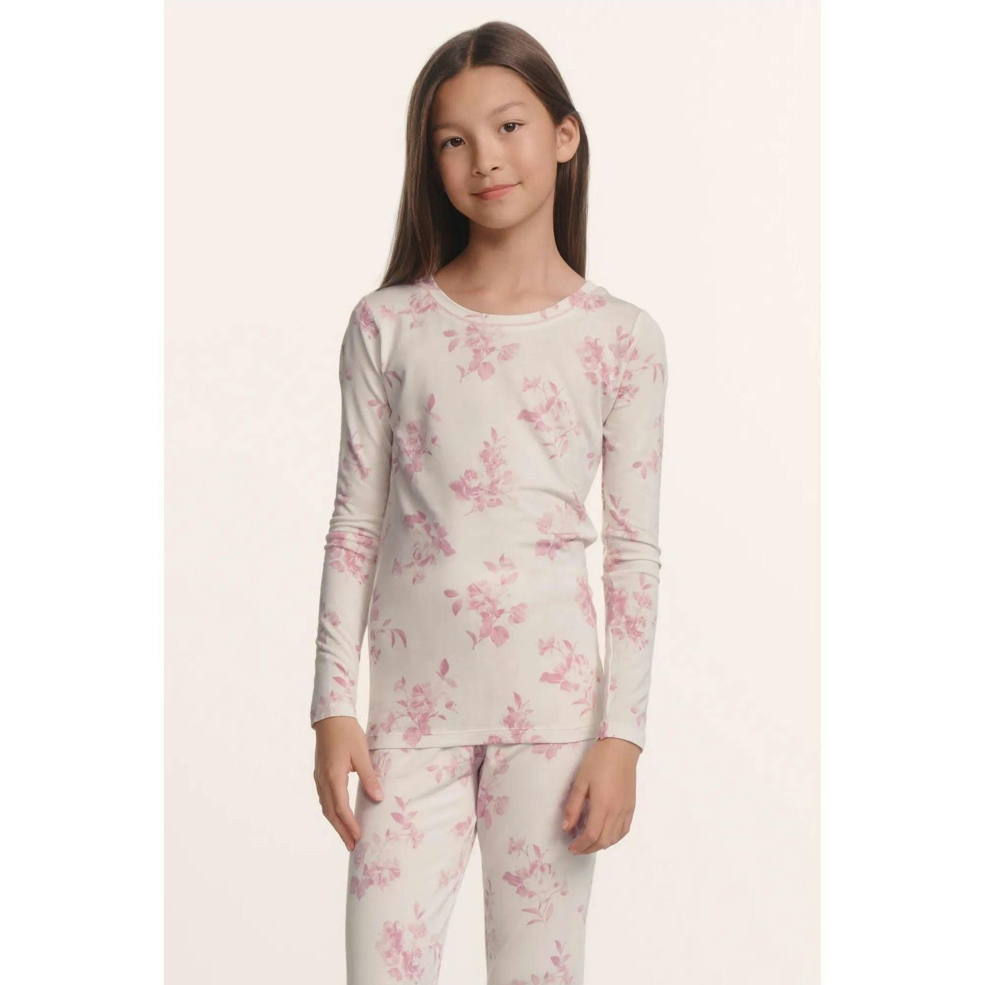 Kids Printed TENCEL™ Modal Unisex Long PJ Set, Pink