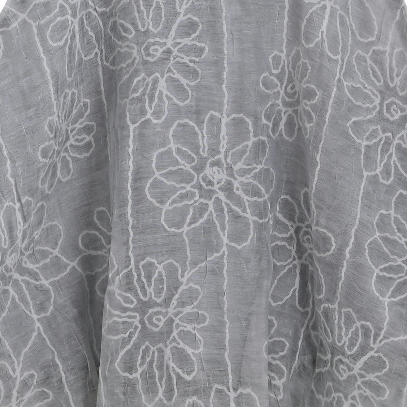 Gray Floral Embroidered Short Set