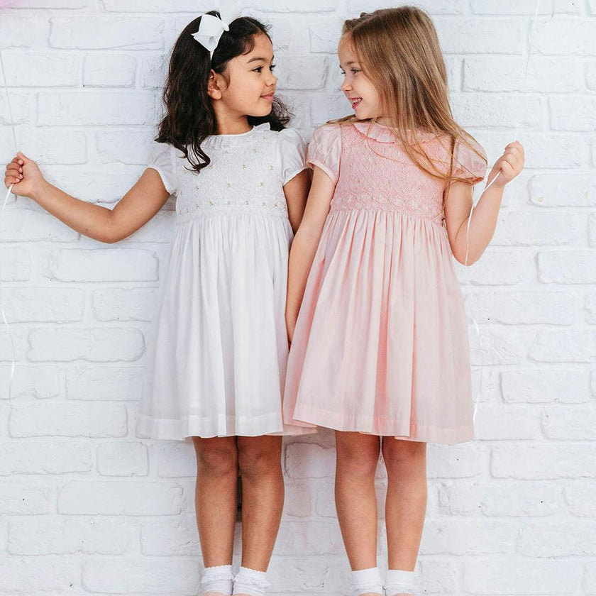Willow Rose Hand Smocked Dress in Pink