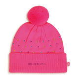 Pink Rhinestone Pom Pom Beanie