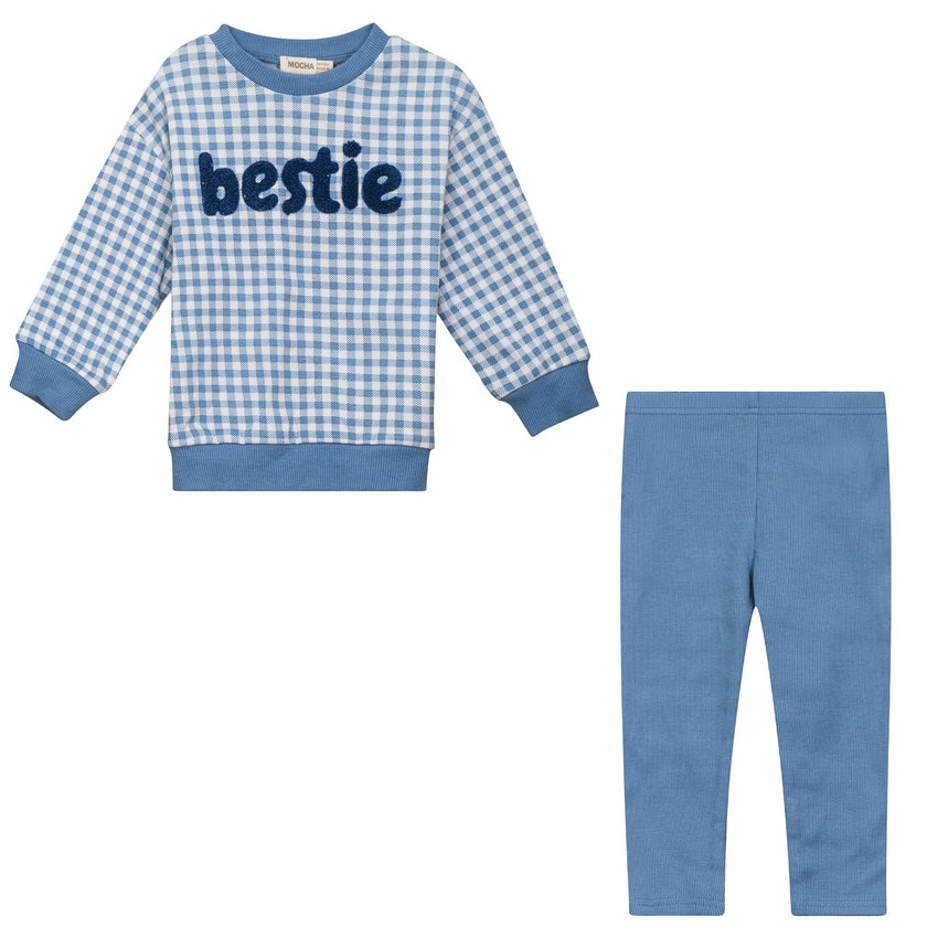 Checkered Mini Bestie 2Pc Set Blue/White