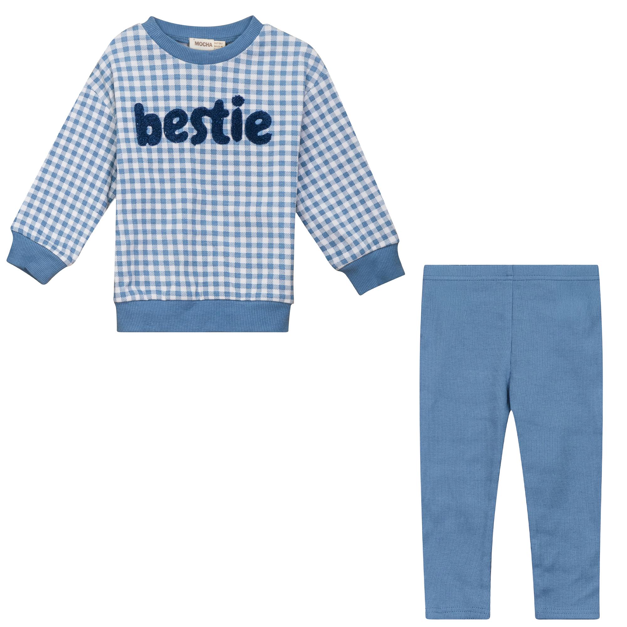 Checkered Mini Bestie 2Pc Set Blue/White