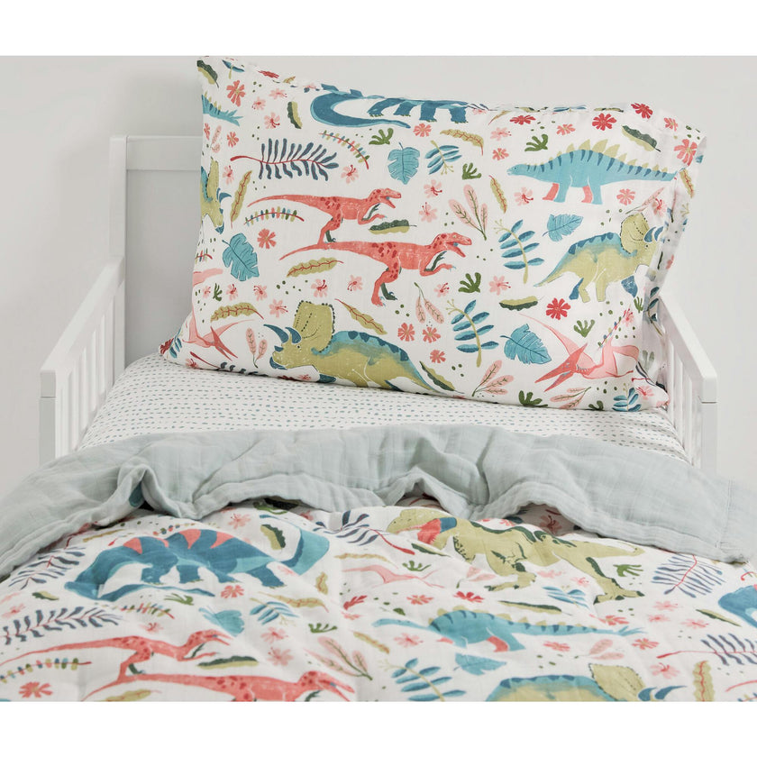 Cotton Muslin Toddler Bedding 3 Piece Set - Boho Dino