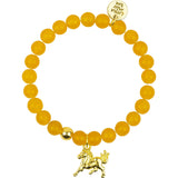 Gemstone Bracelet With Gold Charm