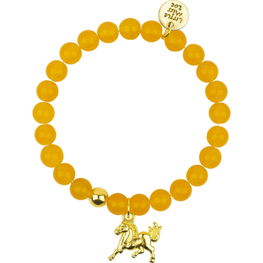 Gemstone Bracelet With Gold Charm
