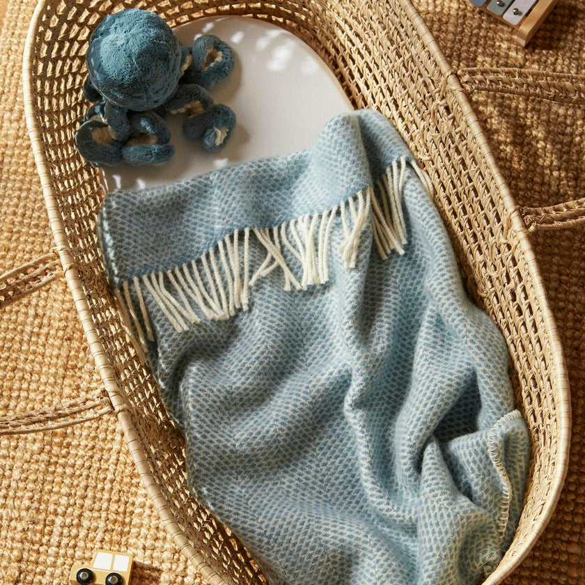 Mornington New Wool Baby Blanket - Storm Blue
