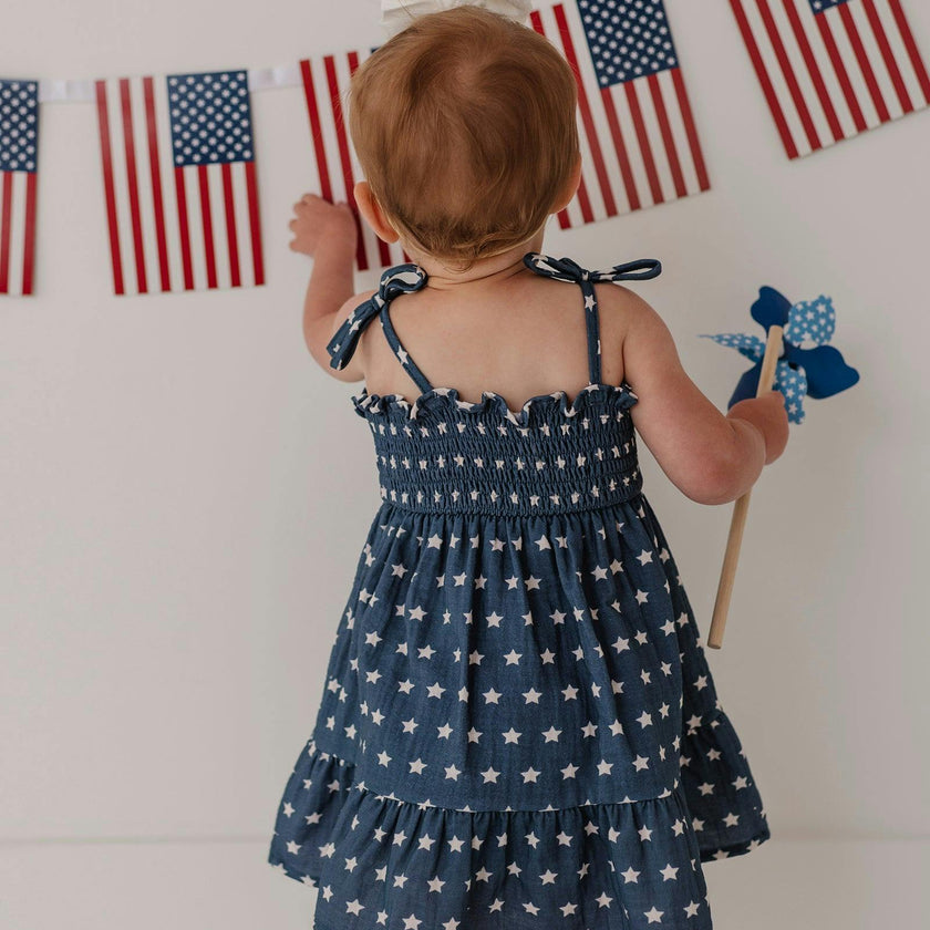 Baby Girl Tiered Mini Dress Set in American Stars