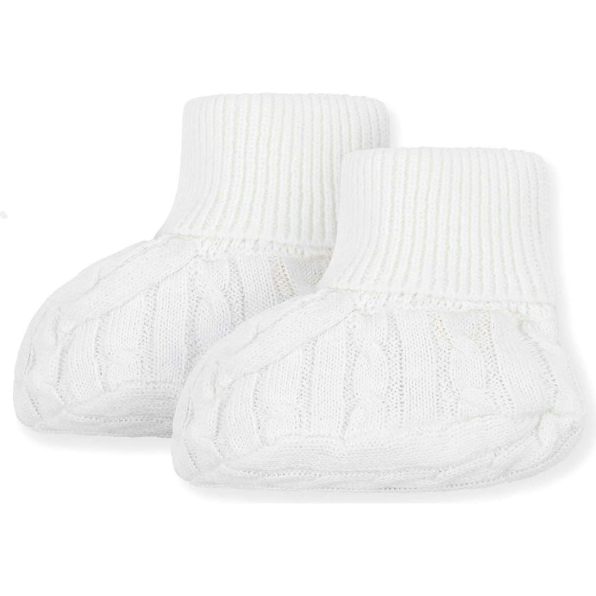 Organic Sweater Beanie and Bootie 2-Piece Set, White