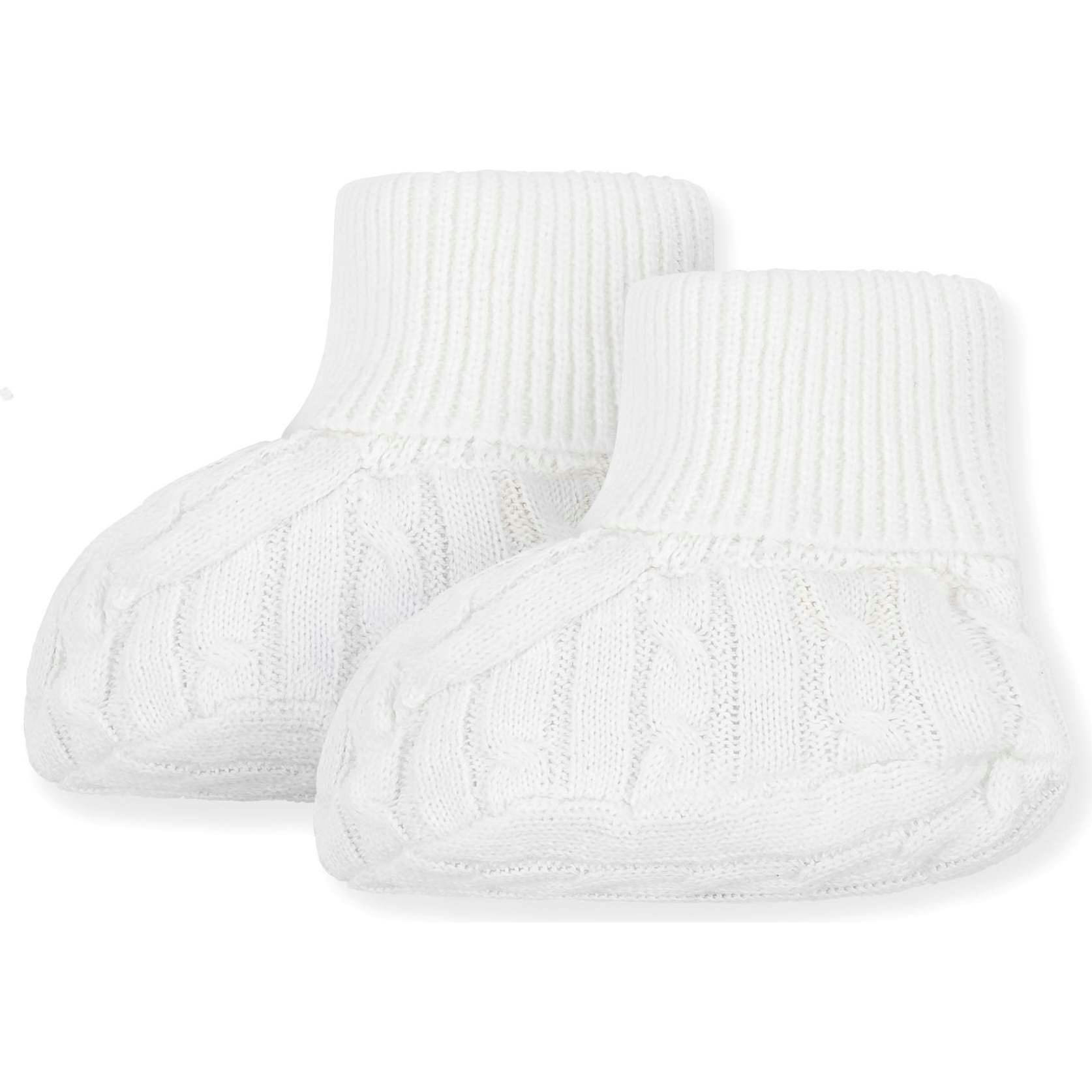 Organic Sweater Beanie and Bootie 2-Piece Set, White