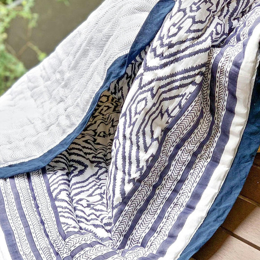 Block-Printed Cotton Crib Quilt