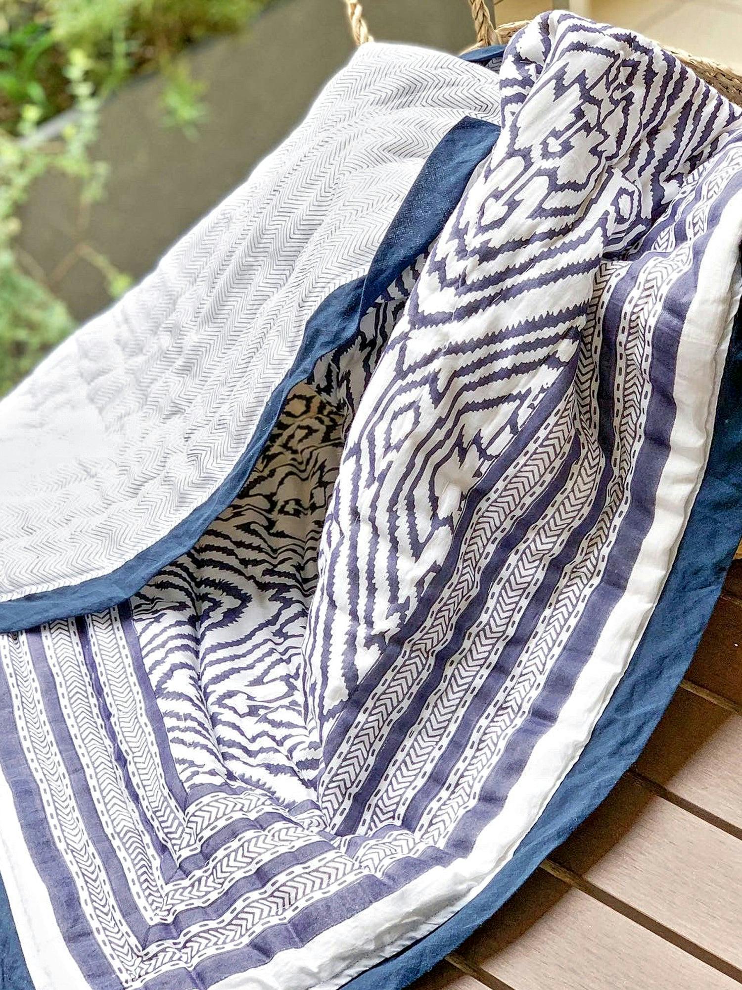 Block-Printed Cotton Crib Quilt