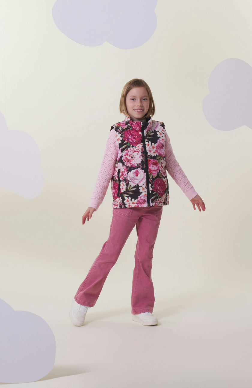 Casey Reversible Lightweight Down Puffer Vest, Garden Floral