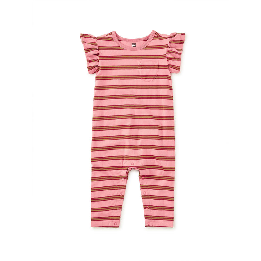 Ruffle Sleeve Baby Romper, Sachet Pink