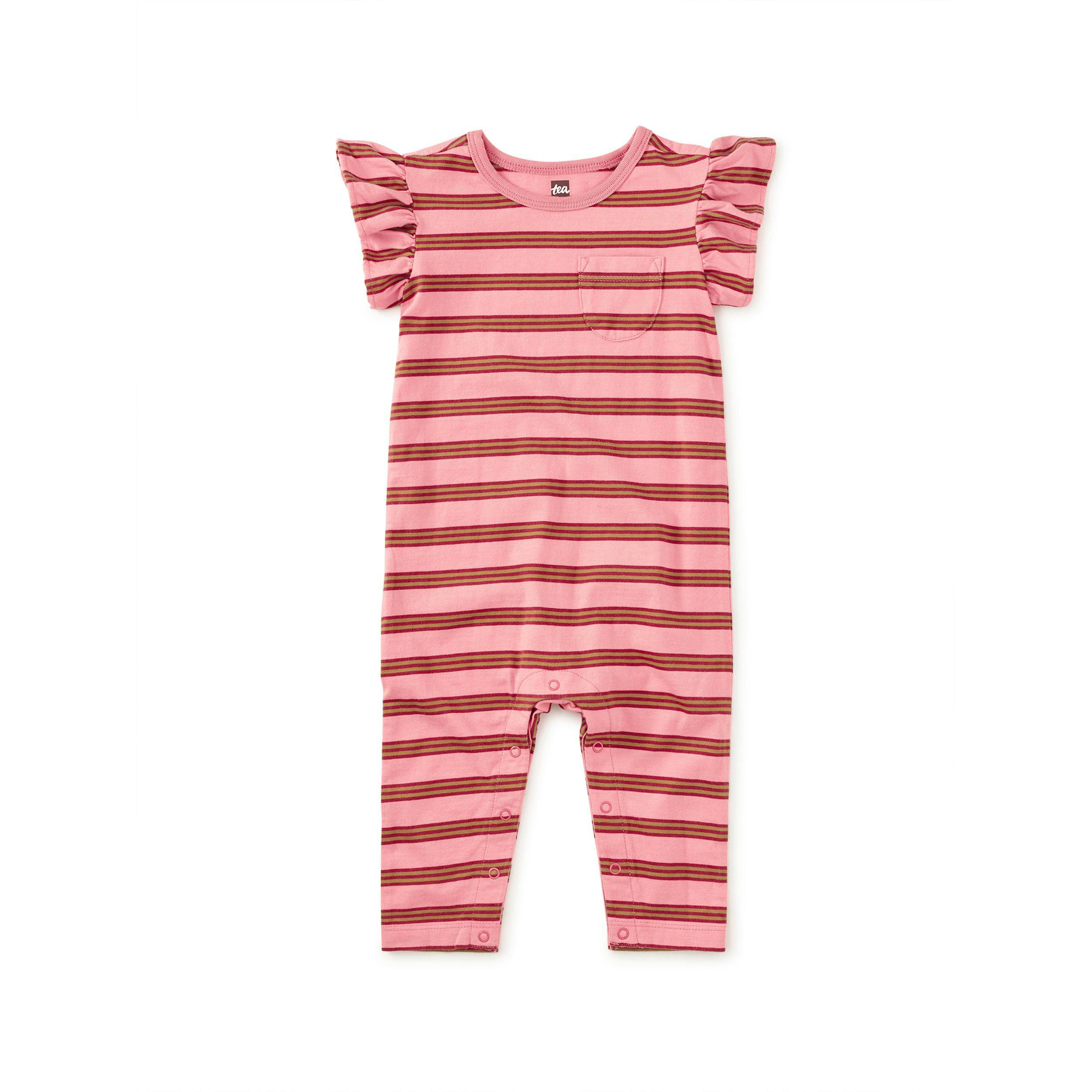 Ruffle Sleeve Baby Romper, Sachet Pink