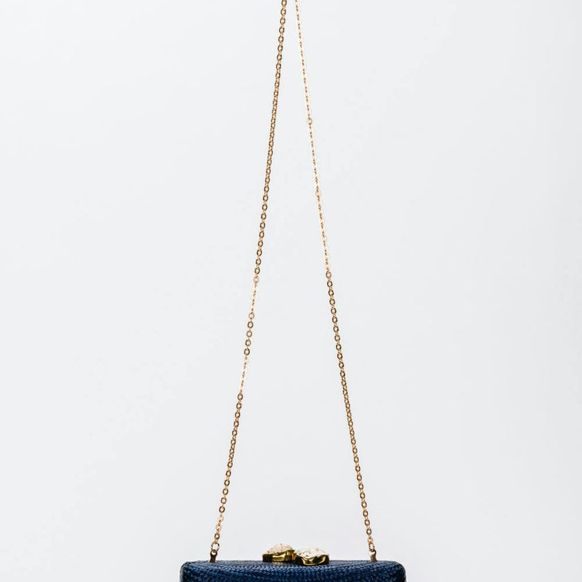 Women's Jen Straw White Stone Clutch Bag