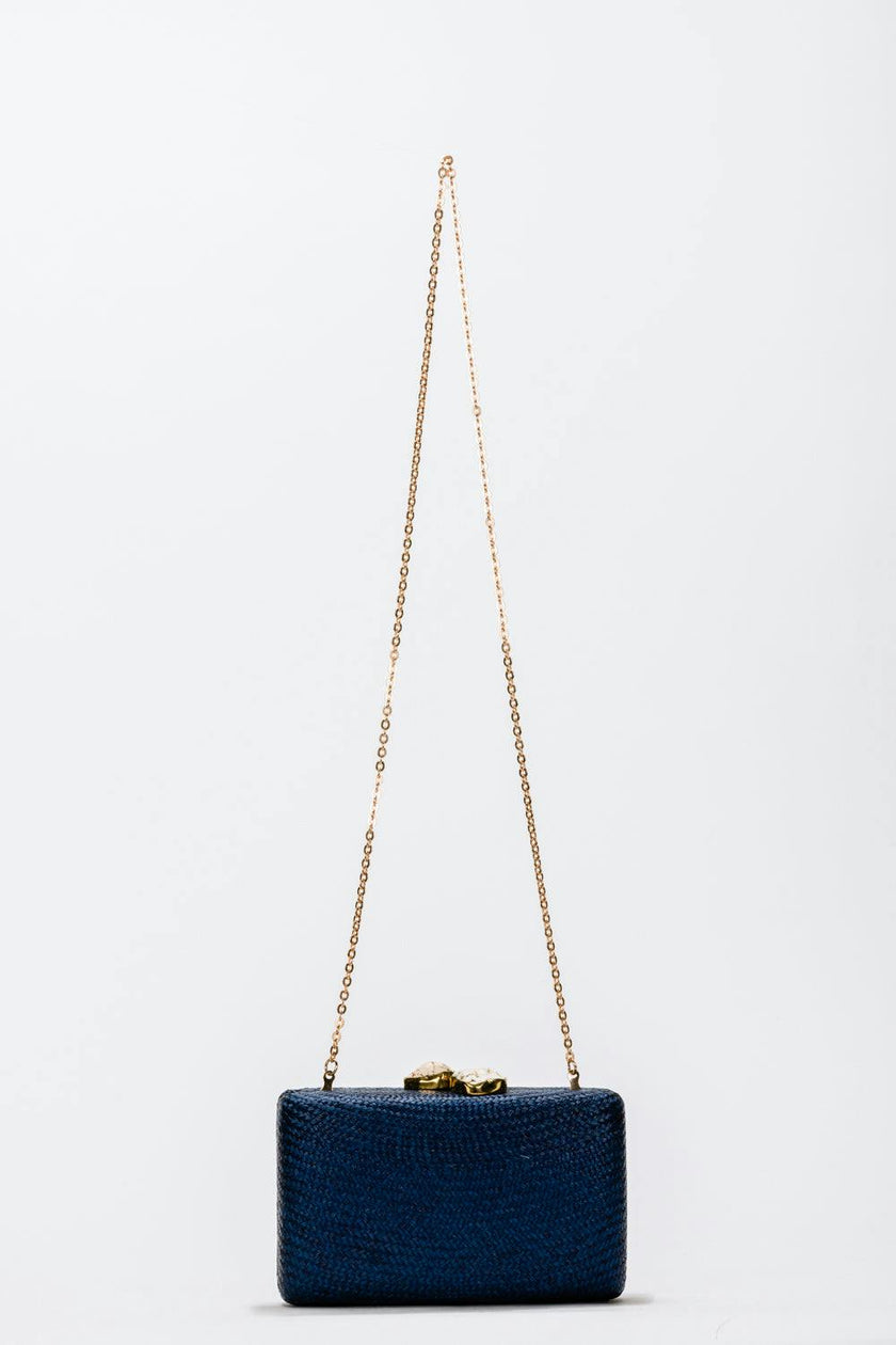Women's Jen Straw White Stone Clutch Bag