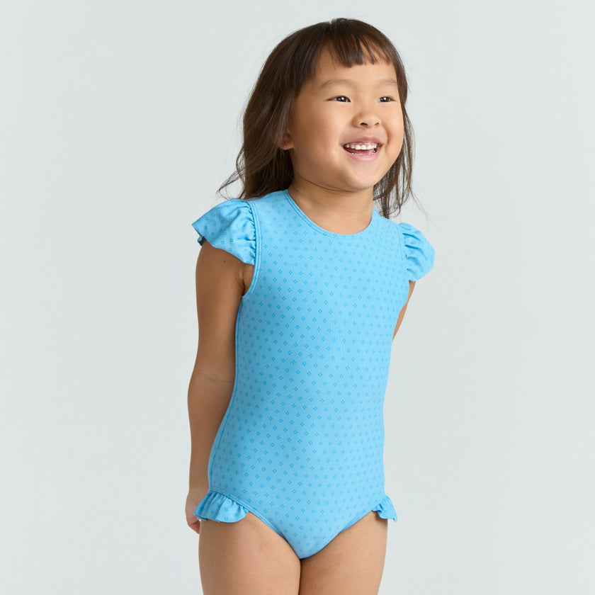 girls le marin dot ruffle cap sleeve one piece