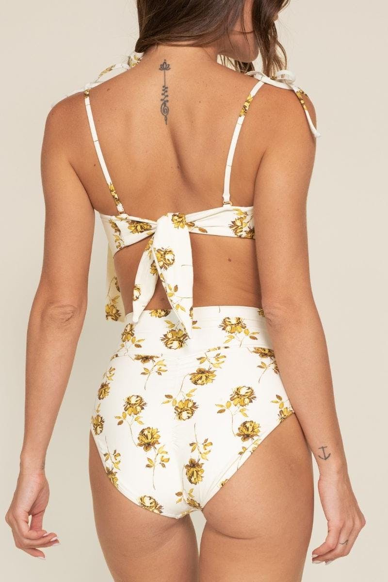 Women's Filigree Added Coverage High Rise Bikini Bottom