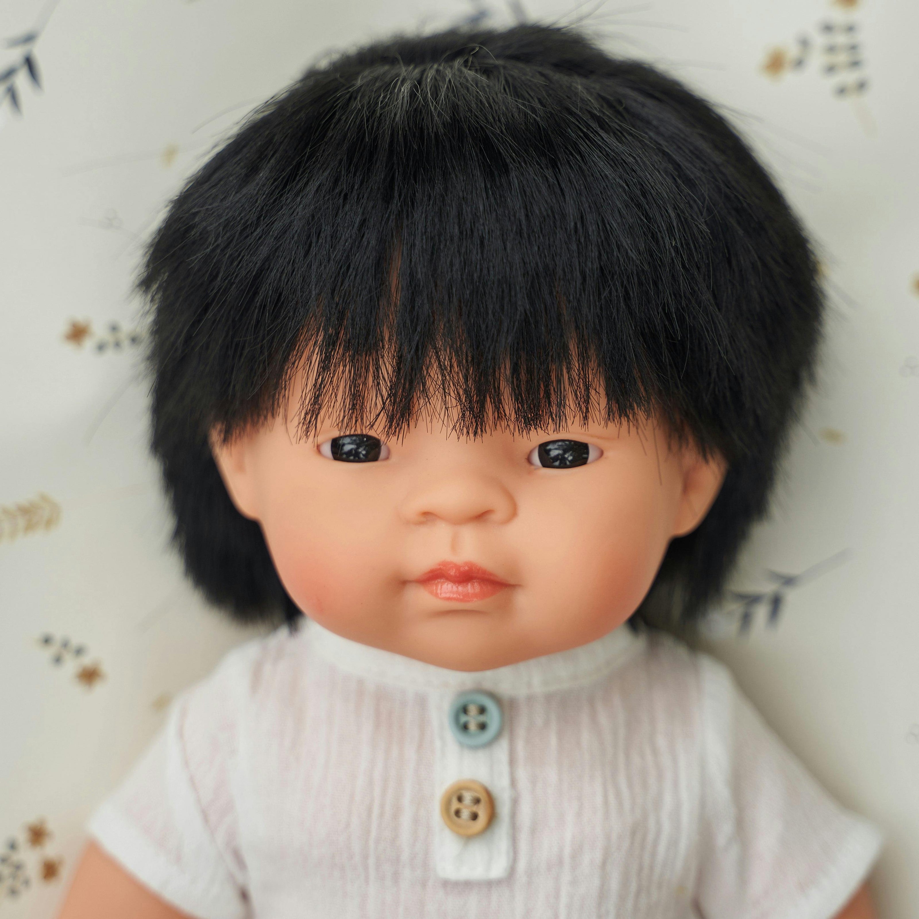 Asian Boy Baby Doll with Black Hair - 15