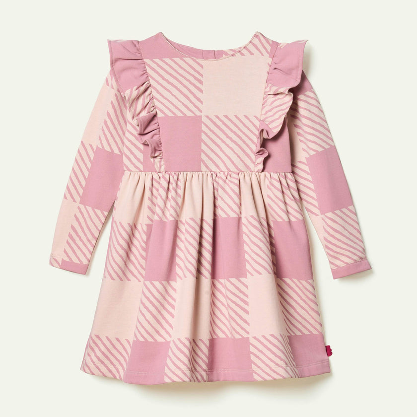 Recycled Cotton Buffalo Check Ruffle Dress