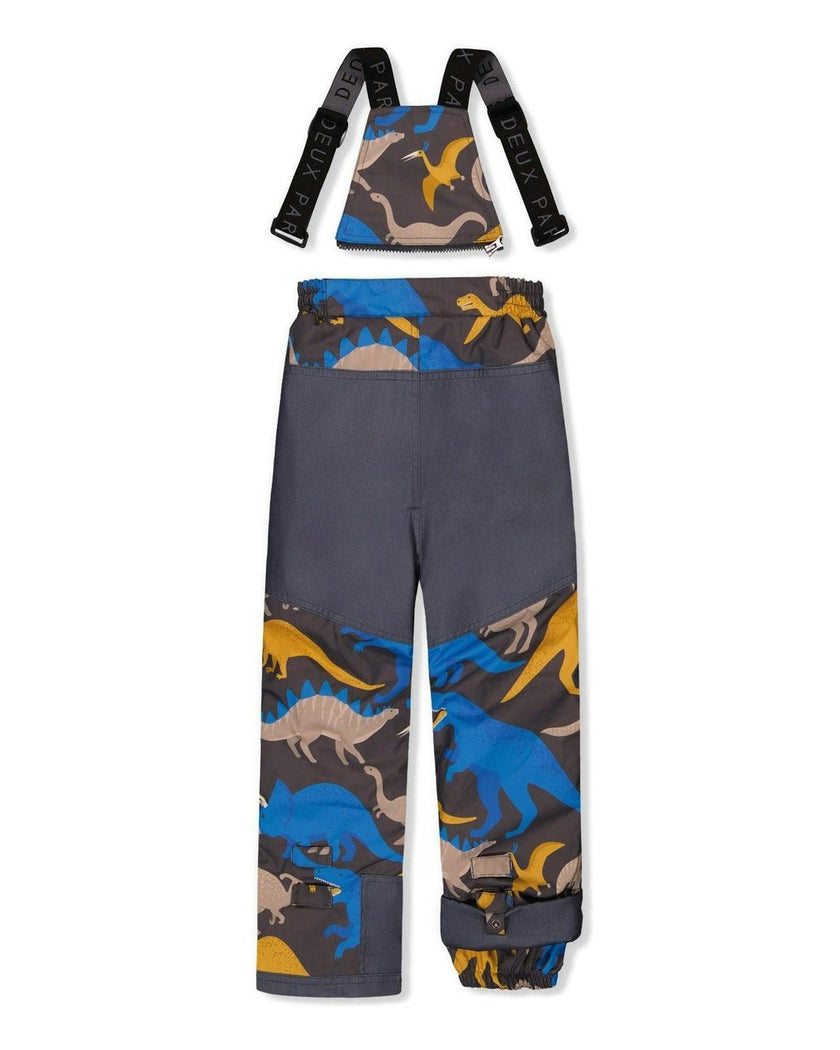 Two Piece Play Snowsuit Colorblock with Grey and Blue Dinosaur Print Pants