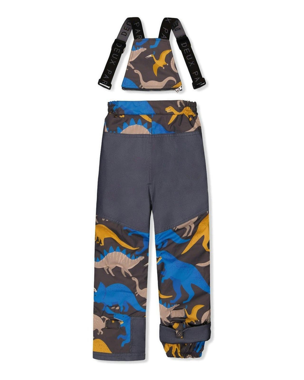Two Piece Play Snowsuit Colorblock with Grey and Blue Dinosaur Print Pants