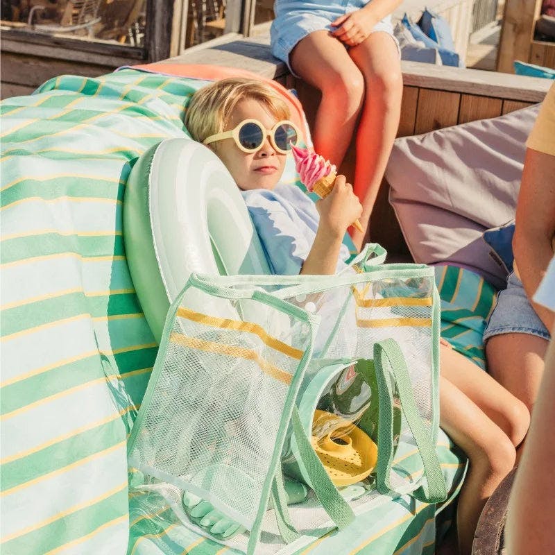Quut Beach Bag Set Green + Safari Play Towel