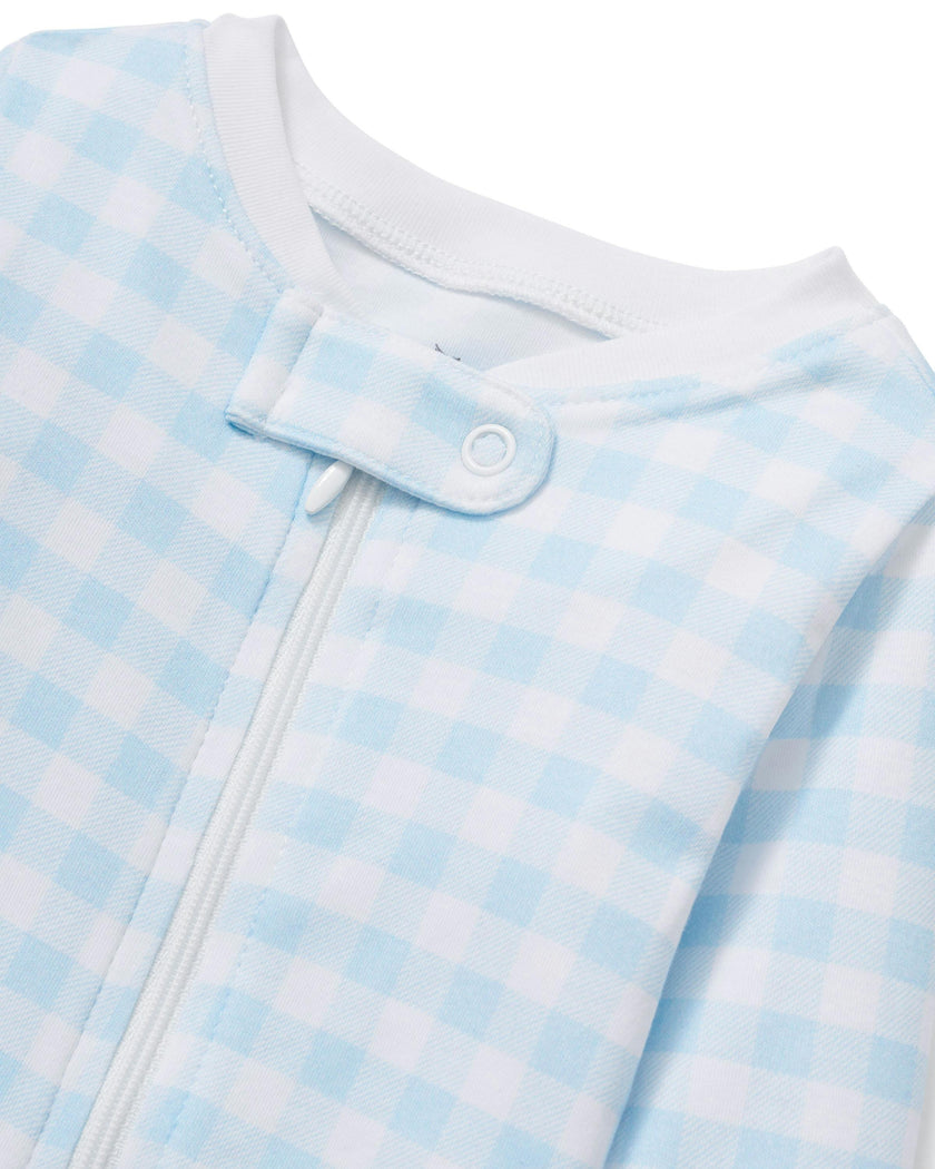 Baby's Pima Romper in Light Blue Gingham