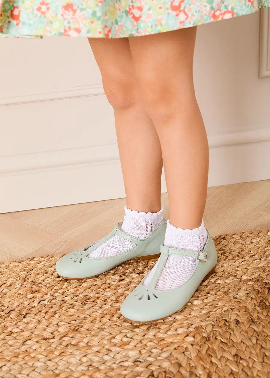 Petal Detail Charlotte Shoes in Mint (21-36EU)