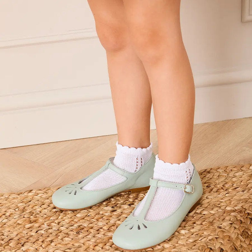 Petal Detail Charlotte Shoes in Mint (21-36EU)