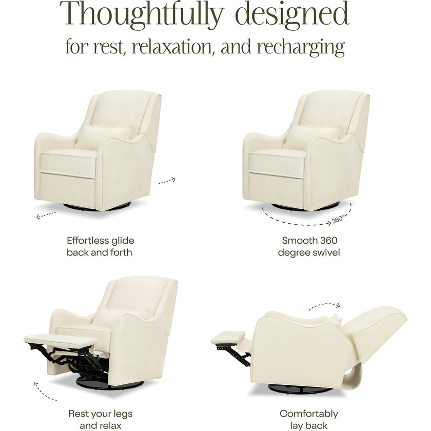 Devon Recliner and Swivel Glider in Performance Ivory Eco-Basketweave
