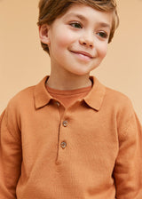 Rust Cotton Polo Jumper