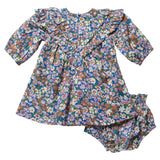 Baby Girls Everly Dress Set - True Blue Sketched Floral