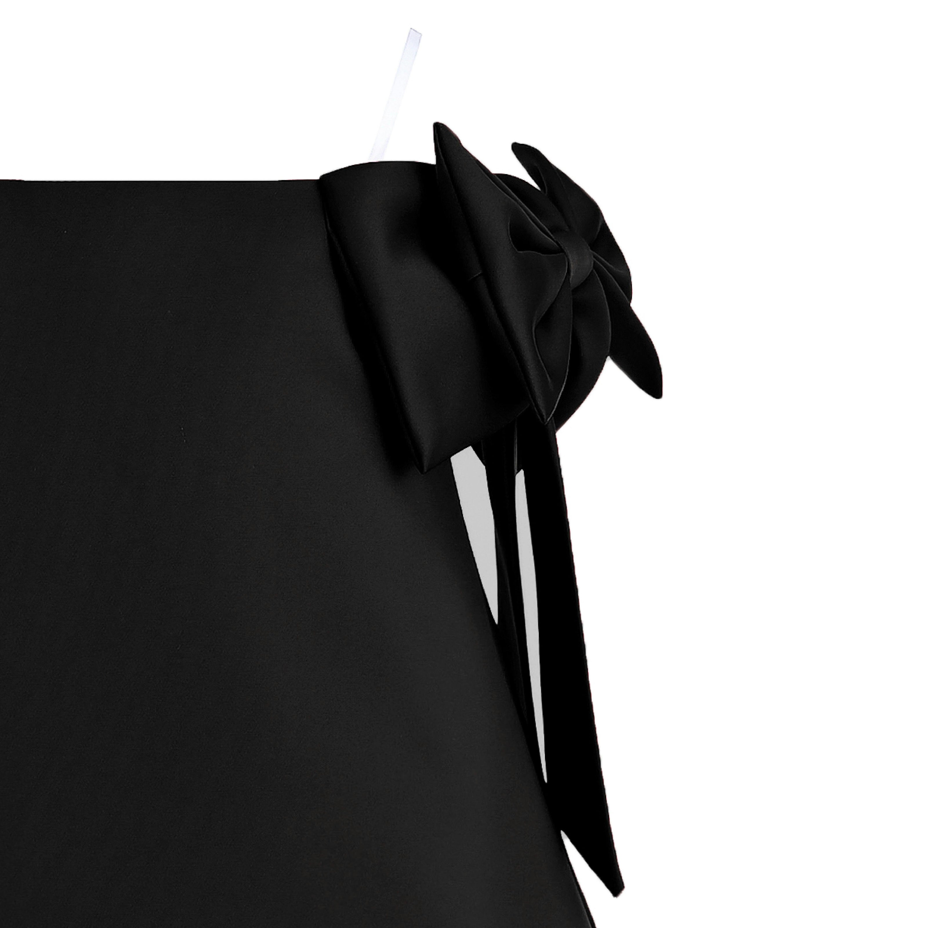 Black Luneta Off-Shoulder Bow Dress