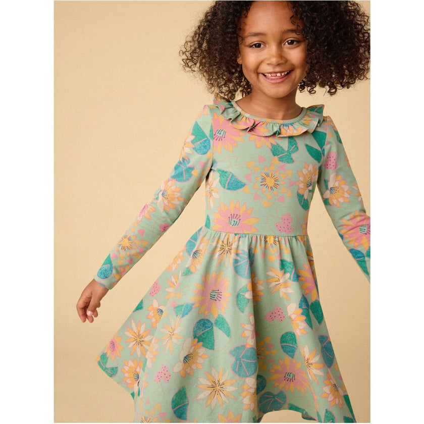 Ruffle Collar Ballet Dress, Green