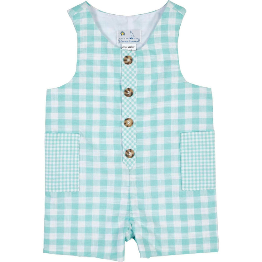 Gingham Linen-Look Shortall
