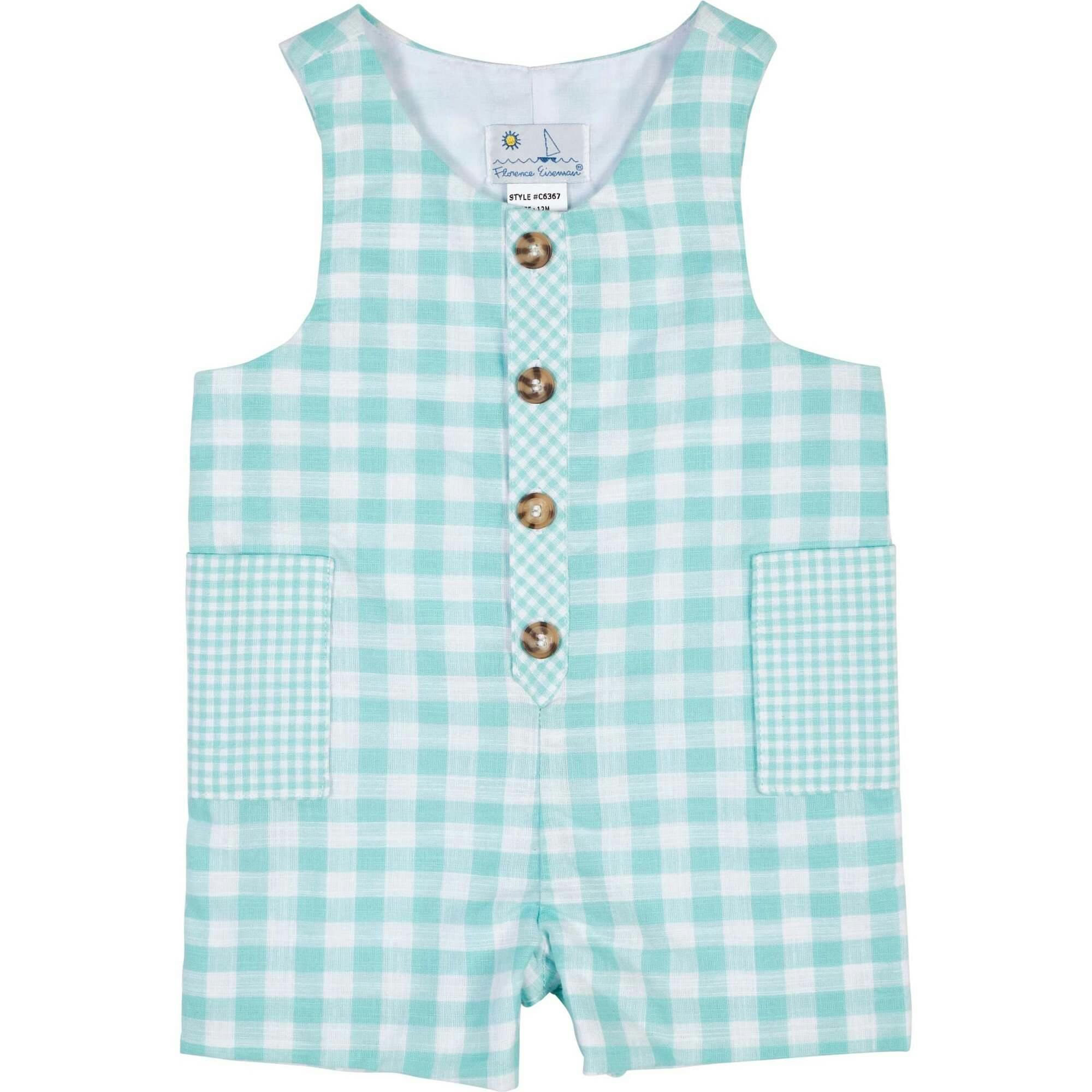 Gingham Linen-Look Shortall
