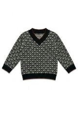 Jacquard Knit V Neck Sweater
